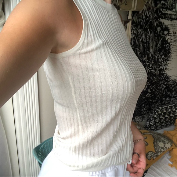 ANN TAYLOR White knit tank top - Picture 2 of 10